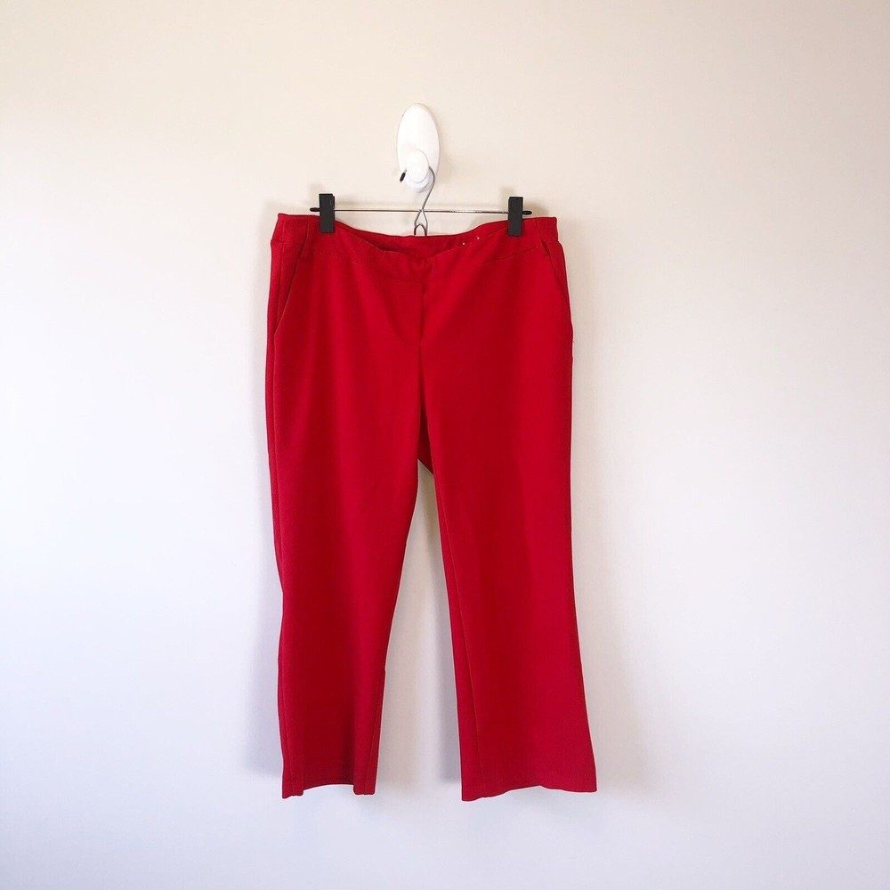 Jules & Leopold Red Trousers Cropped Stretch Pull On Casual Pants Size Large
